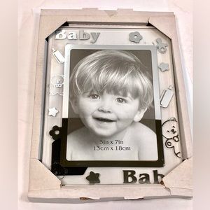 5x7 photo frame for baby, clear with mirror text and designs